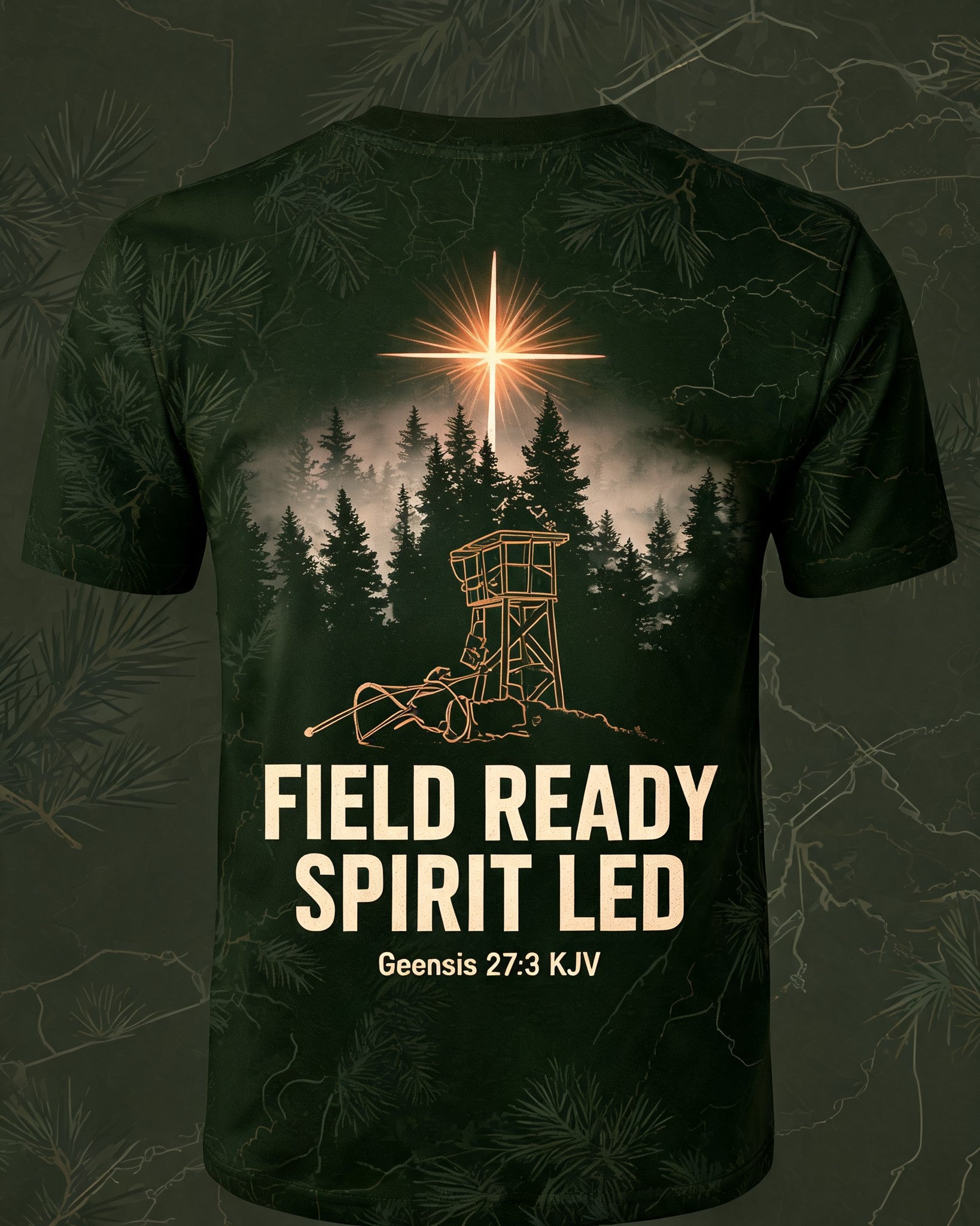 Christian Hunting Shirt Field Ready Spirit Led AOP Tee