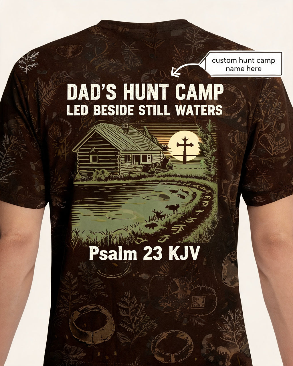 Christian Hunting Shirts For Men Personalized Hunt Camp Psalm 23 AOP Tee