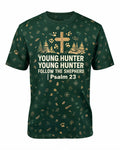 Christian Hunting Shirt Young Hunter Follow The Shepherd AOP Tee