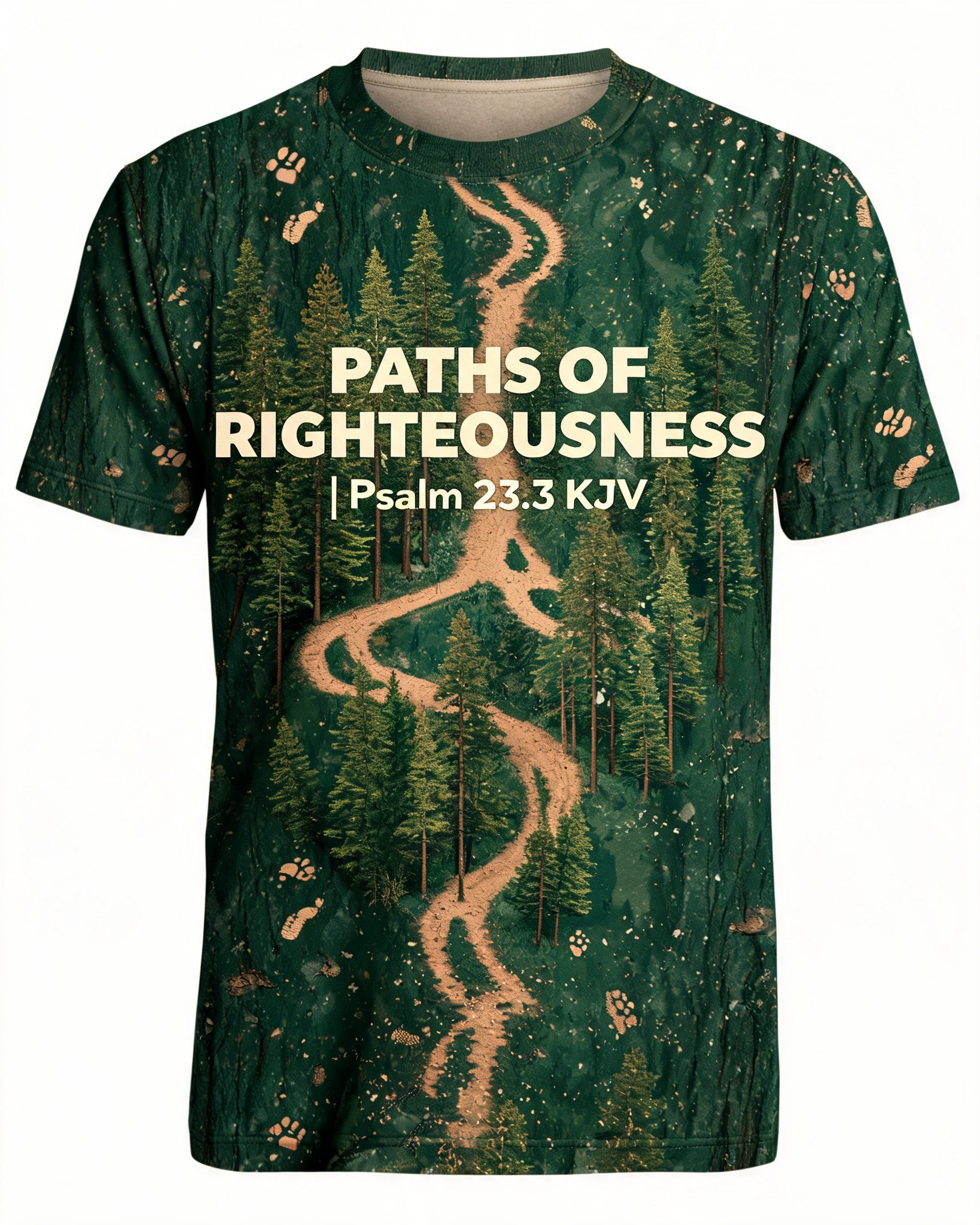 Christian Hunting Shirts For Men Paths Of Righteousness AOP Tee