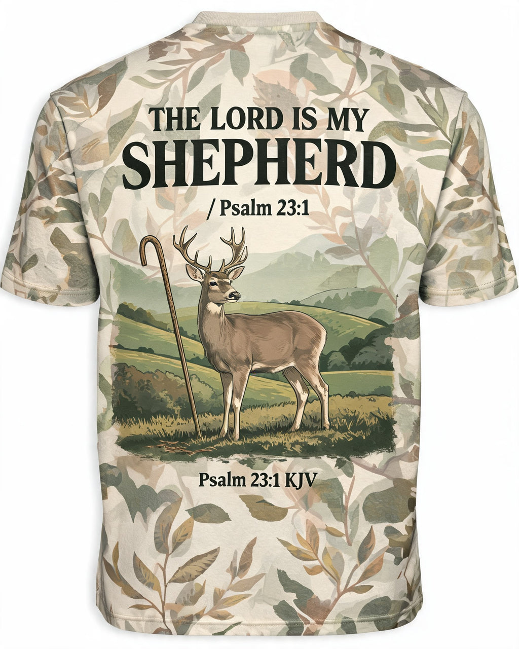 Christian Shirt Camo - The Lord Is My Shepherd Camo Hunter Short Sleeve AOP T-shirt