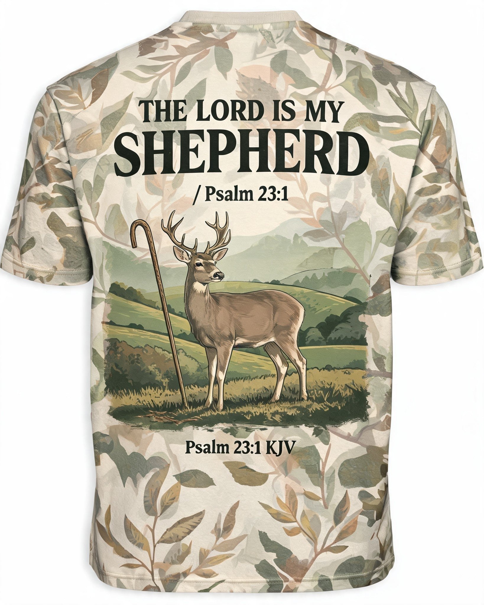 Christian Shirt Camo - The Lord Is My Shepherd Camo Hunter Short Sleeve AOP T-shirt