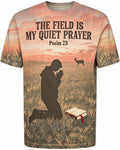 Christian Hunting Shirts For Men - The Field Is My Quiet Prayer Short Sleeve AOP T-shirt