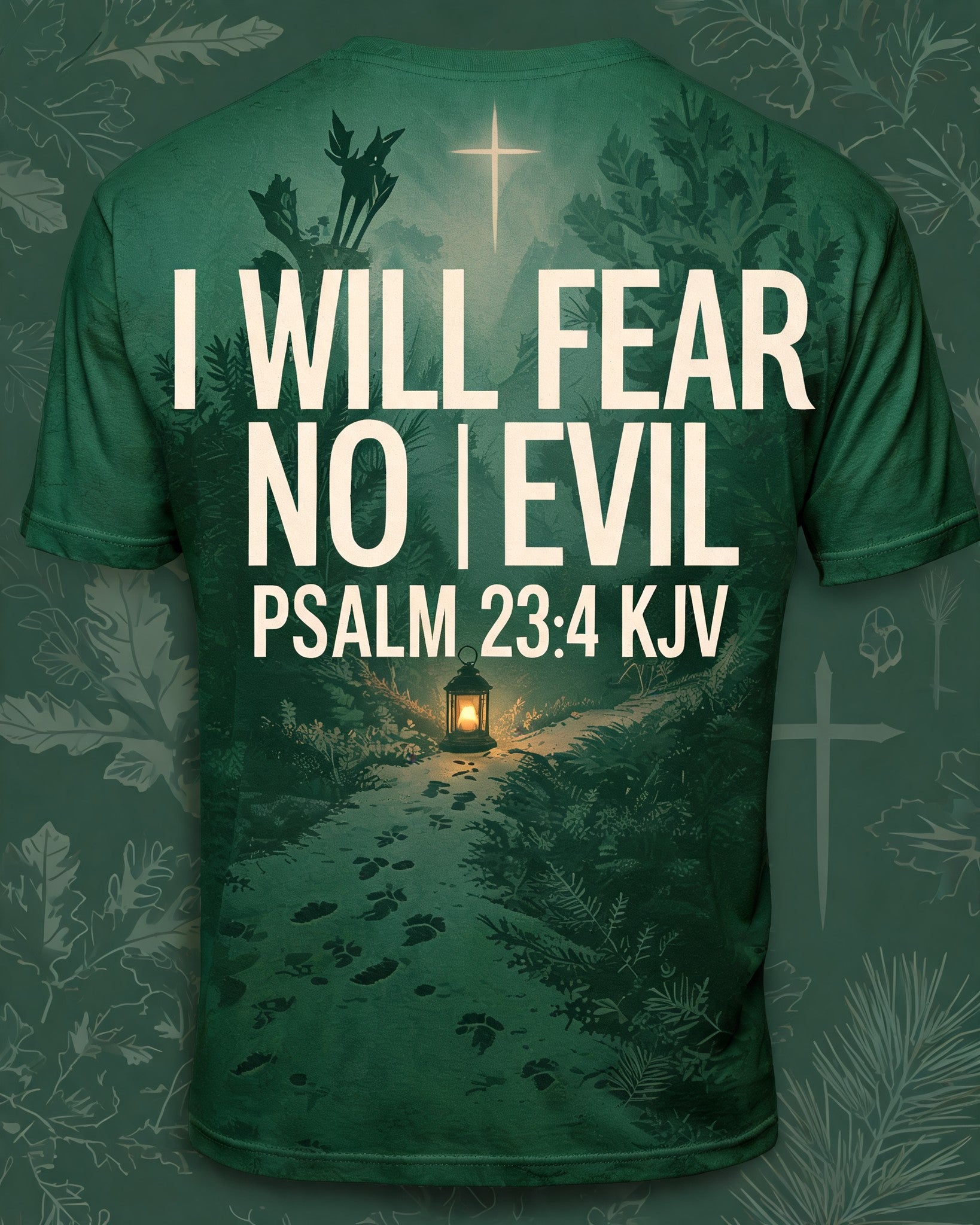 Christian Hunting Shirts For Men Psalm 23 Fear No Evil AOP Tee