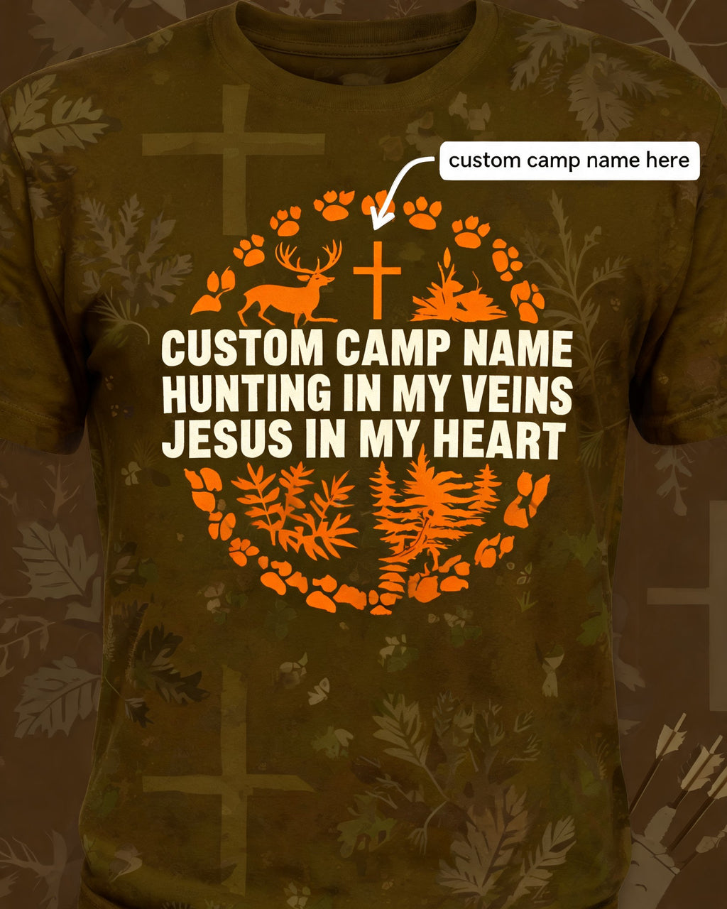 Christian Hunting Shirts For Men Custom Camp Name Faith AOP Tee