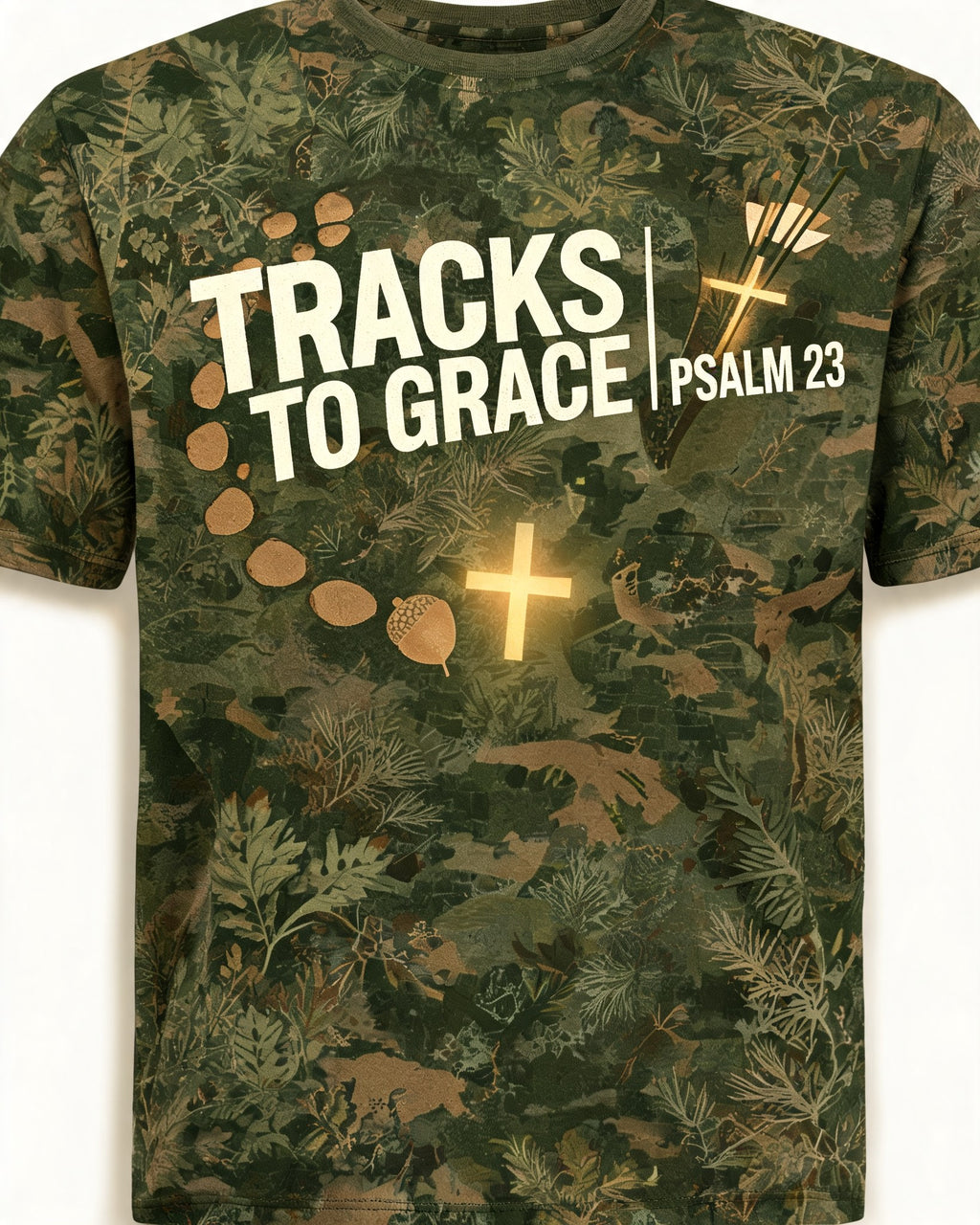 Christian Shirt Camo Tracks To Grace Hunting AOP Tee