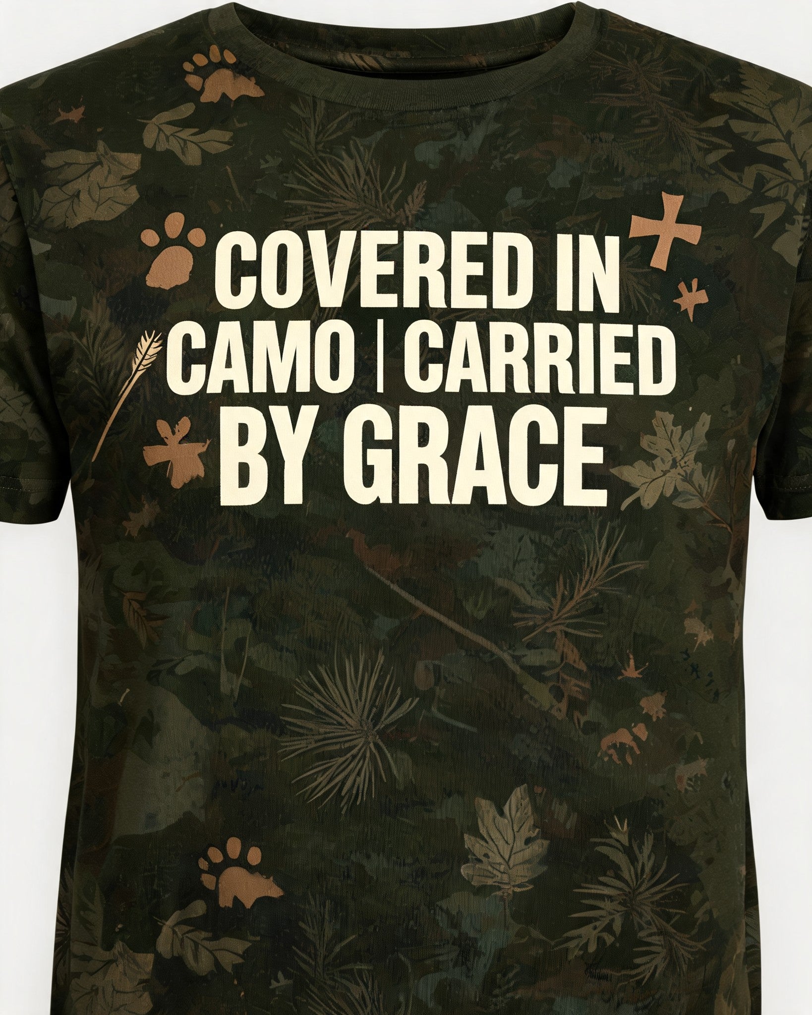 Mens Christian Shirts Big And Tall Camo Grace Hunting AOP Tee