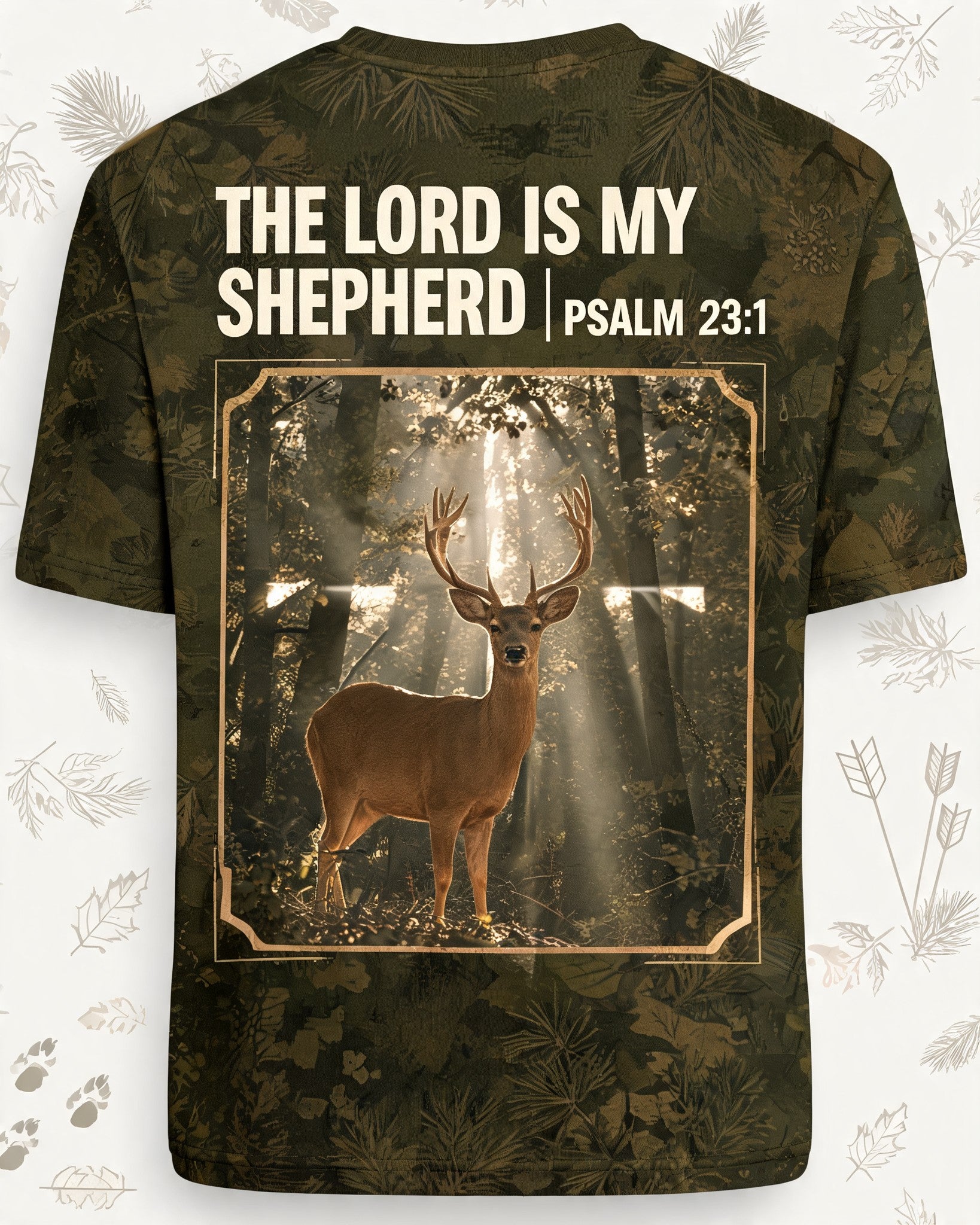 Christian Hunting Shirts For Men The Lord Is My Shepherd AOP Tee