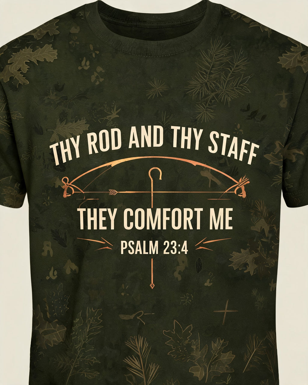 Christian Hunting Shirt Rod And Staff Archery Psalm 23 AOP Tee