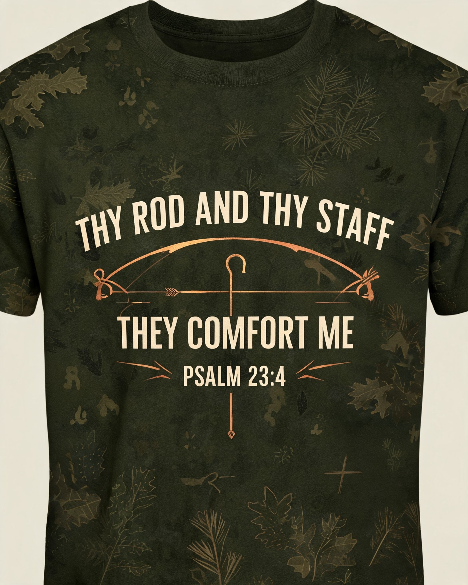 Christian Hunting Shirt Rod And Staff Archery Psalm 23 AOP Tee