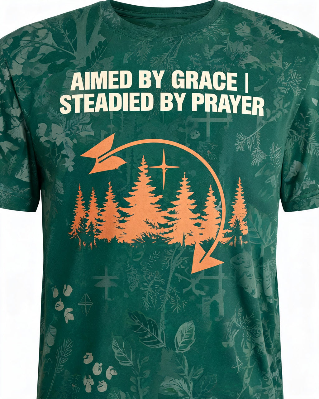 Christian Hunting Shirt Aimed By Grace Bowhunter AOP Tee