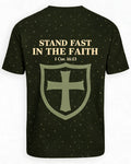 Christian Shirt Stand Fast Cross Shield Men’s AOP Tee