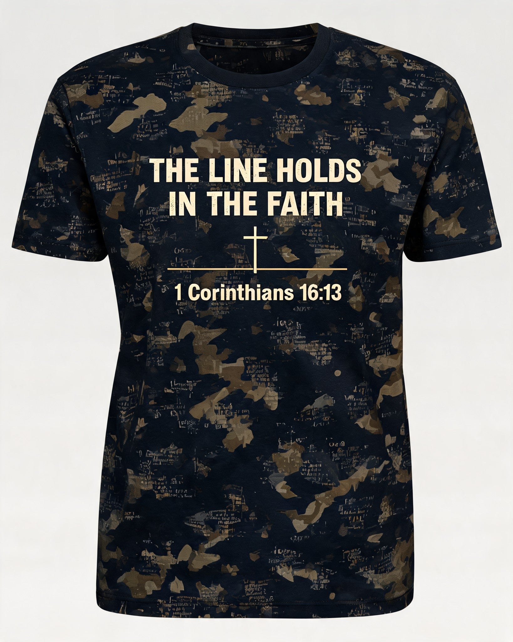 Christian Camo Shirt The Line Holds Men’s AOP Tee