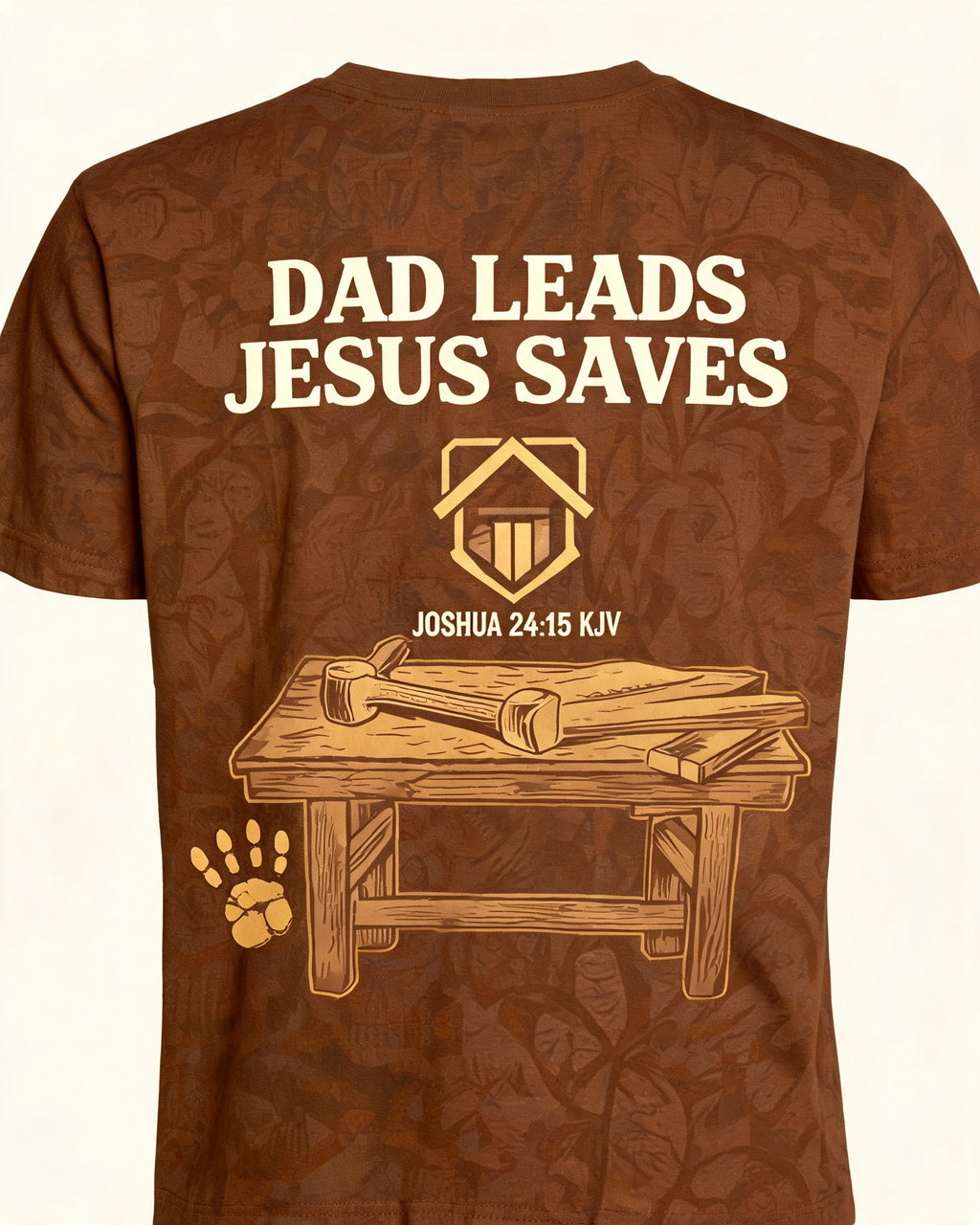 Christian Dad Shirt Father Leads With Faith Short-sleeve AOP T-shirt