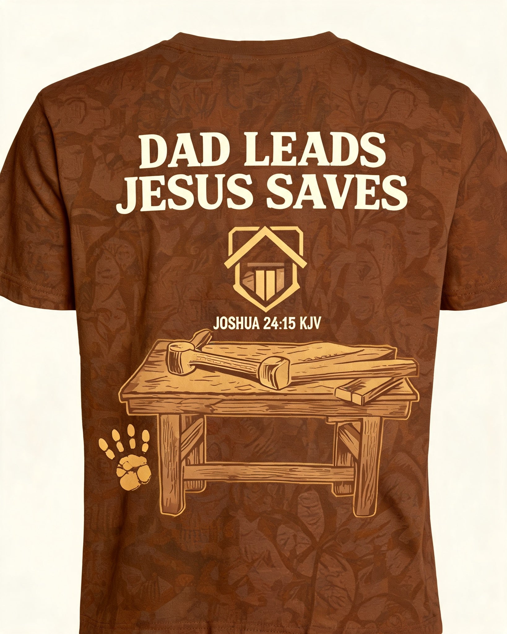 Christian Dad Shirt Father Leads With Faith Short-sleeve AOP T-shirt