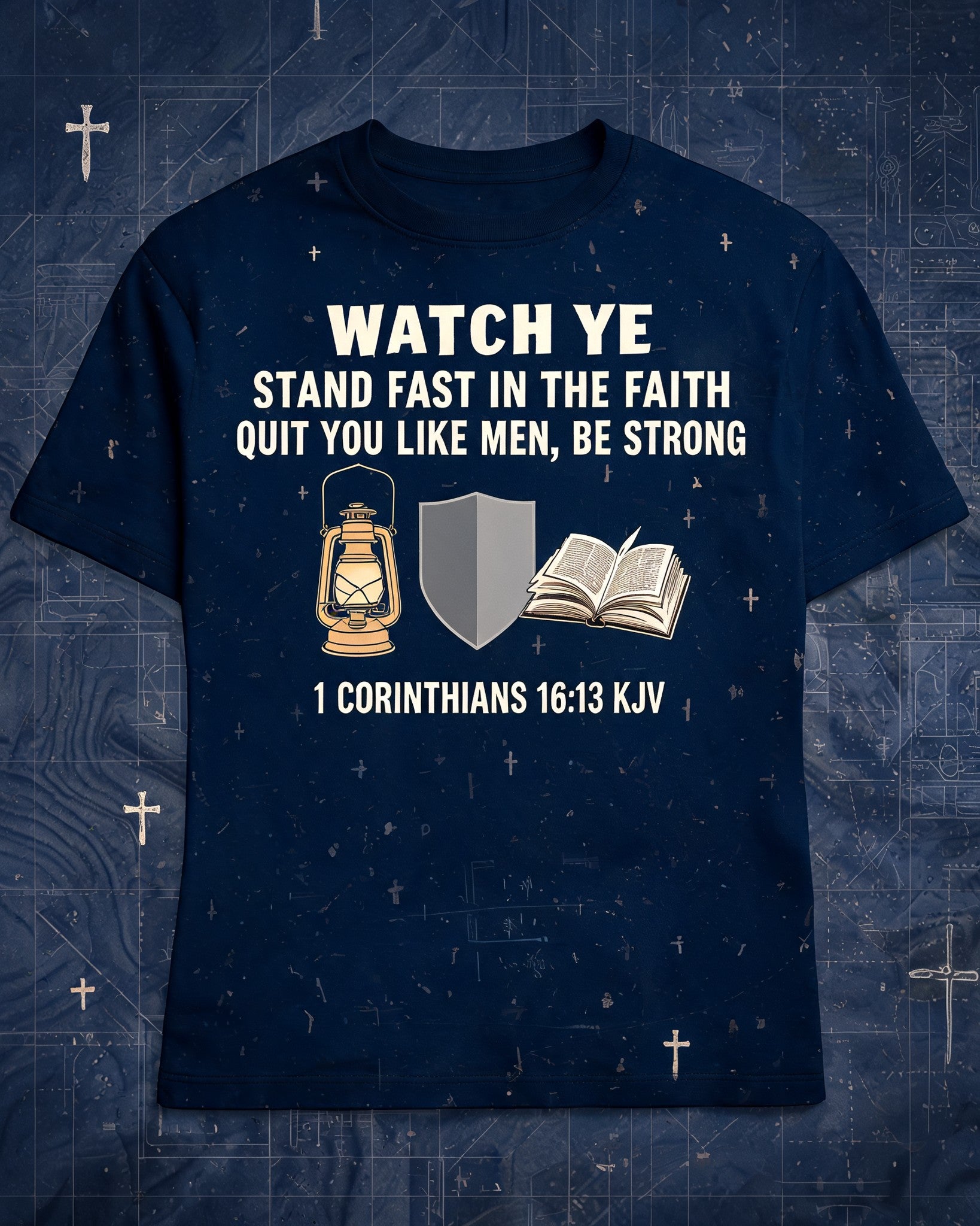 Christian Shirt Men Big And Tall Watchman Stand Fast AOP Tee