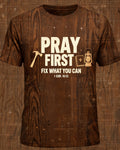 Mens Christian Shirts Funny Pray First Rule Board AOP Tee