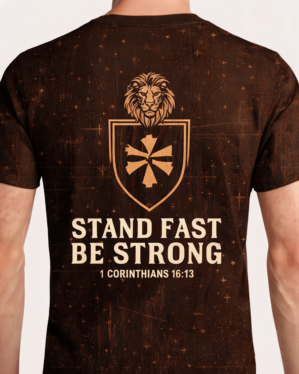 Mens Christian Shirts Big And Tall Big Tall Be Strong Lion AOP Tee