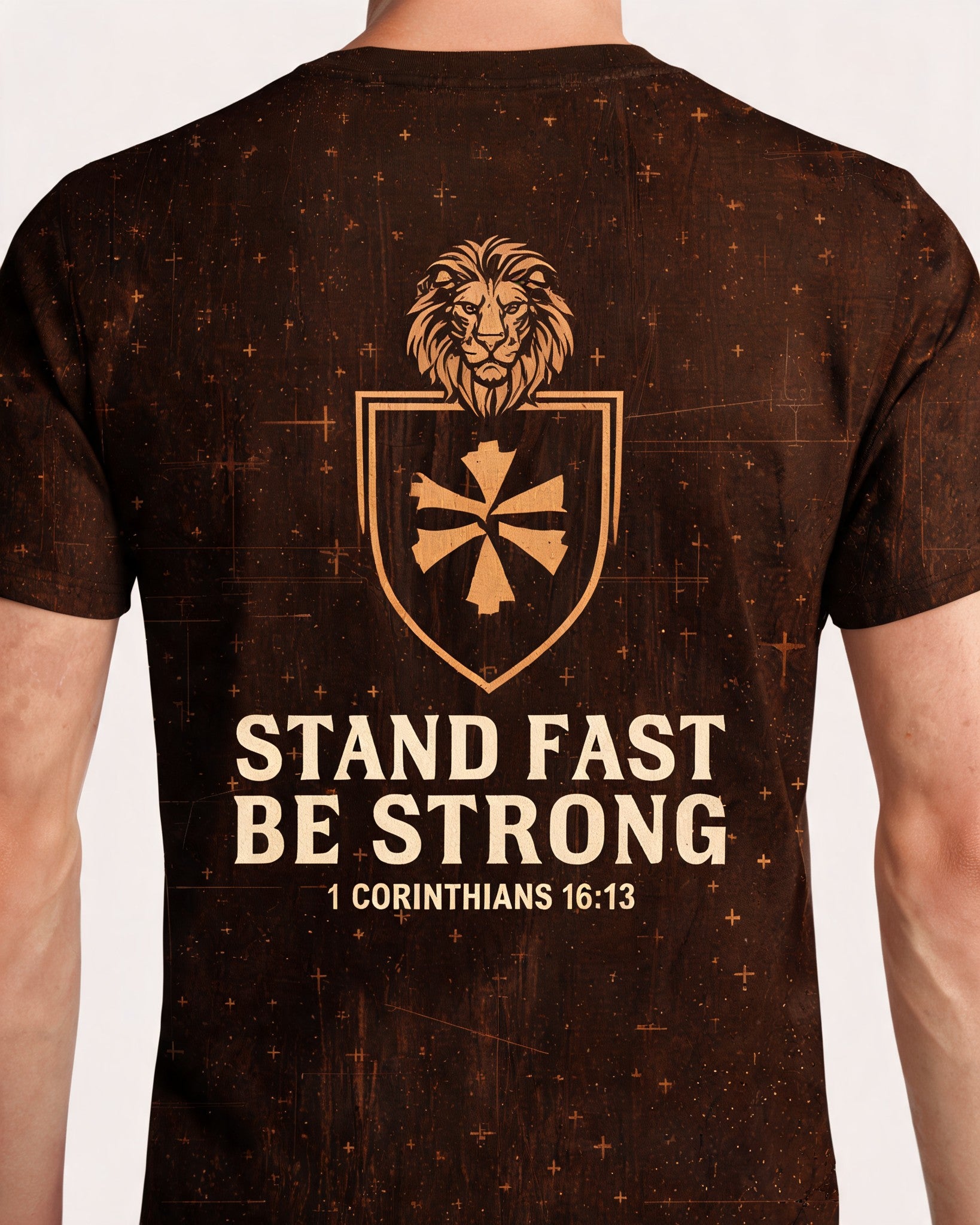 Mens Christian Shirts Big And Tall Big Tall Be Strong Lion AOP Tee