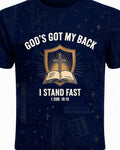 Christian Shirt Gods Got My Back Gods Got My Back Shield AOP Tee