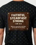 Mens Christian Shirts Big And Tall Faithful Steadfast Strong AOP Tee