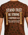 Christian Shirt Men Big And Tall Stand Fast Be Strong KJV AOP T-shirt