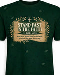 Vintage Christian Shirt Stand Fast In The Faith Earth Tone AOP Tee