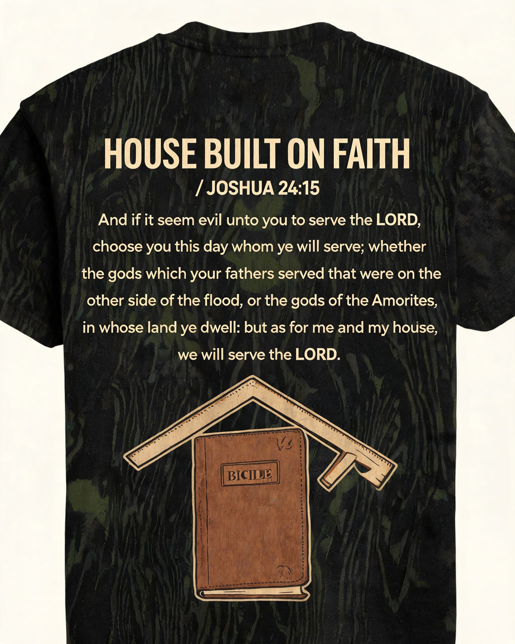 Christian Shirt Brown House Built On Faith Joshua 24:15 AOP Tee