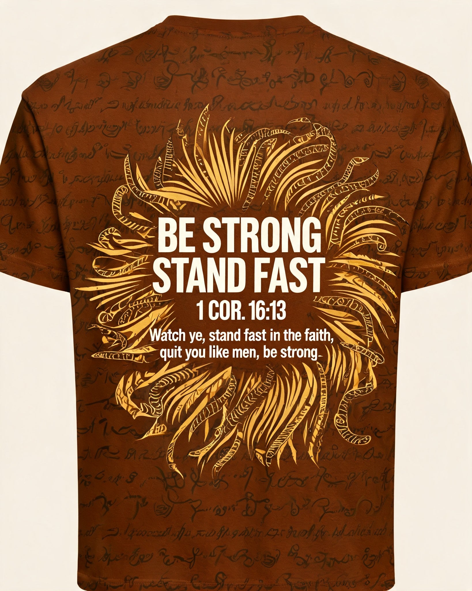 Christian Shirt Lion Be Strong Stand Fast KJV AOP T-shirt