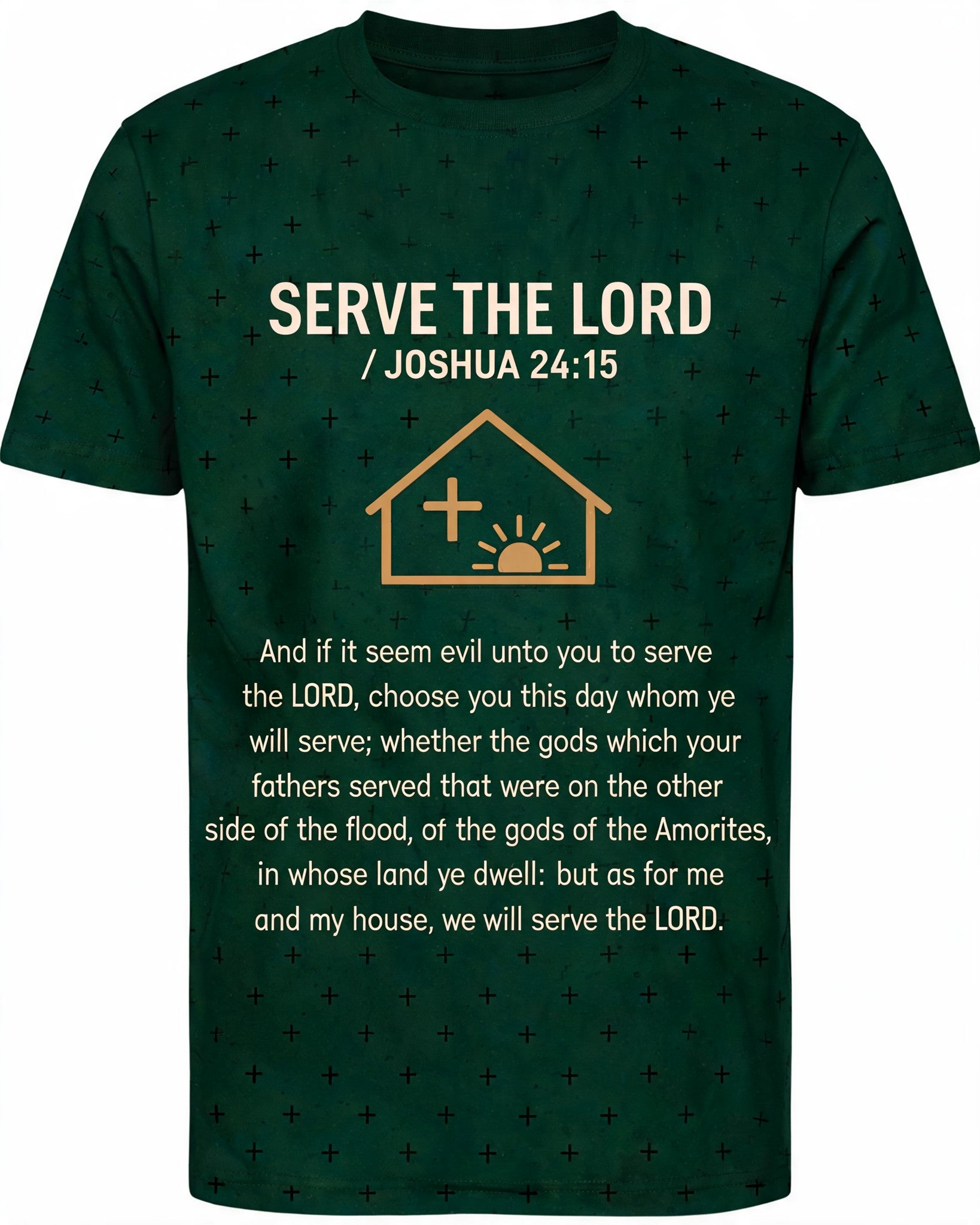 Christian Shirt Minimalist Serve The LORD Joshua 24:15 AOP Tee