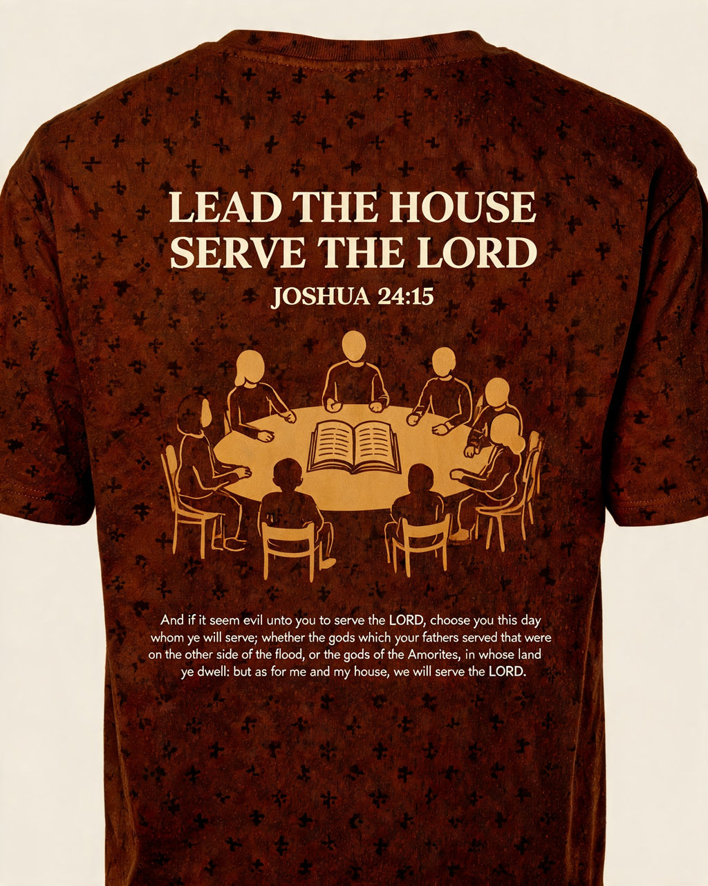 Christian Shirt Brown Lead The House Serve The LORD AOP Tee