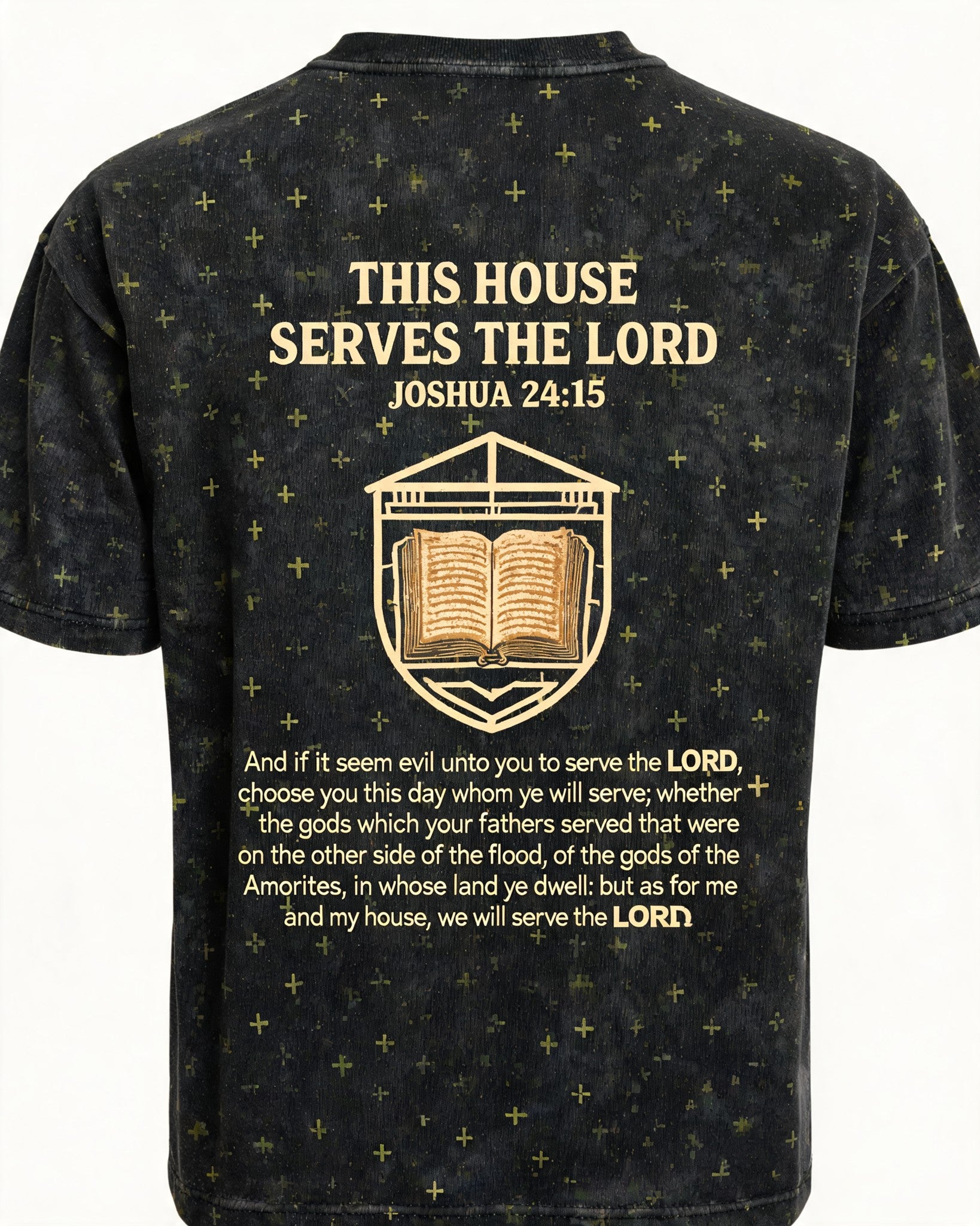 Christian Shirt Men Big And Tall This House Serves The Lord AOP Tee