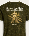 Greater Love Christian Veteran AOP T-shirt