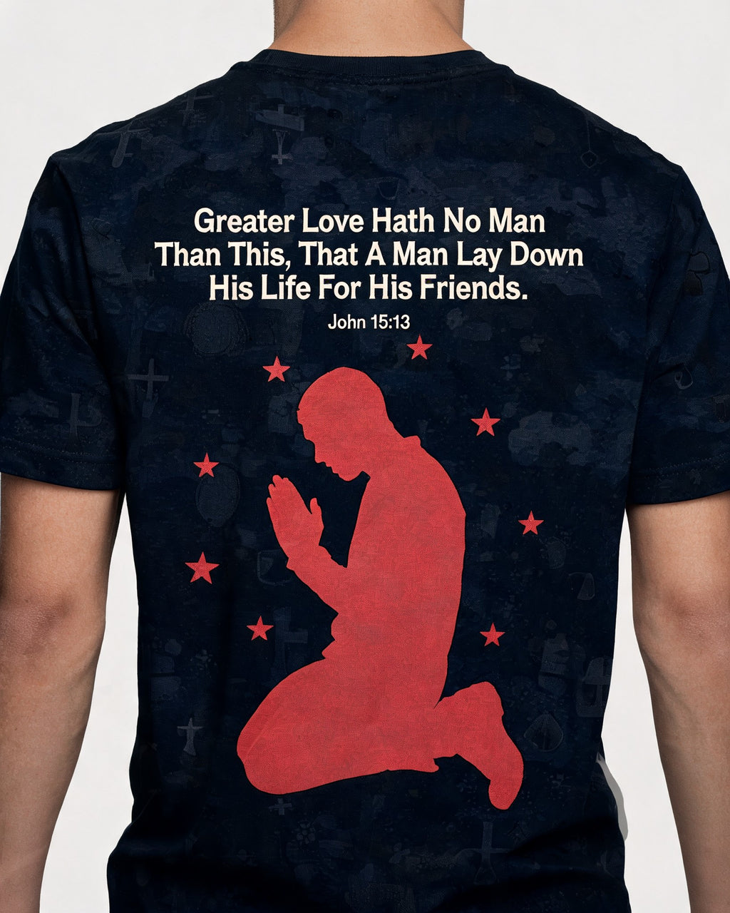 John 15 13 Shirt No Greater Love Christian Veteran AOP T-shirt