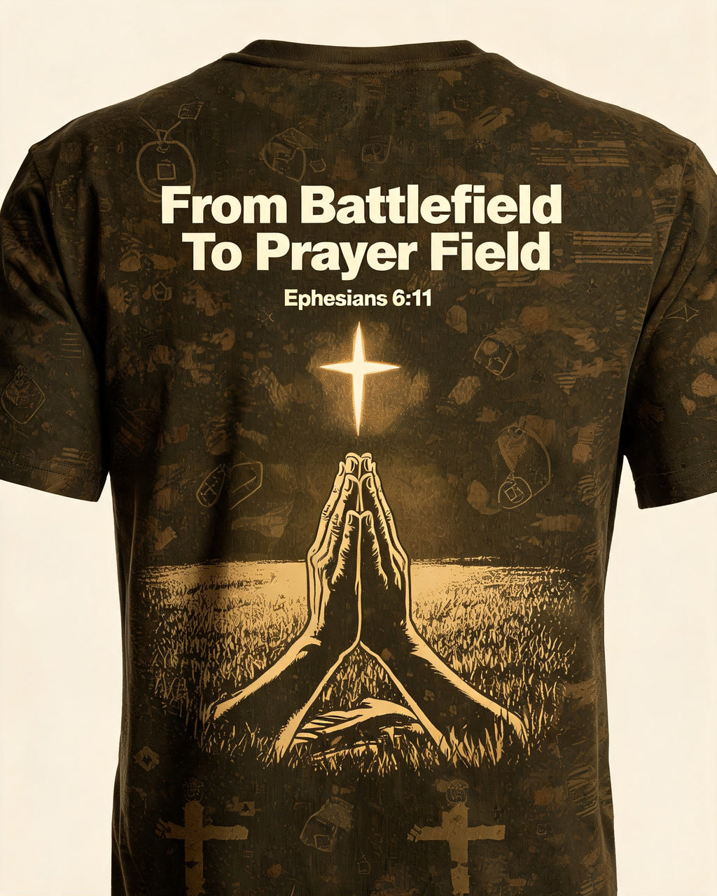Battlefield To Prayer Field Christian AOP T-shirt