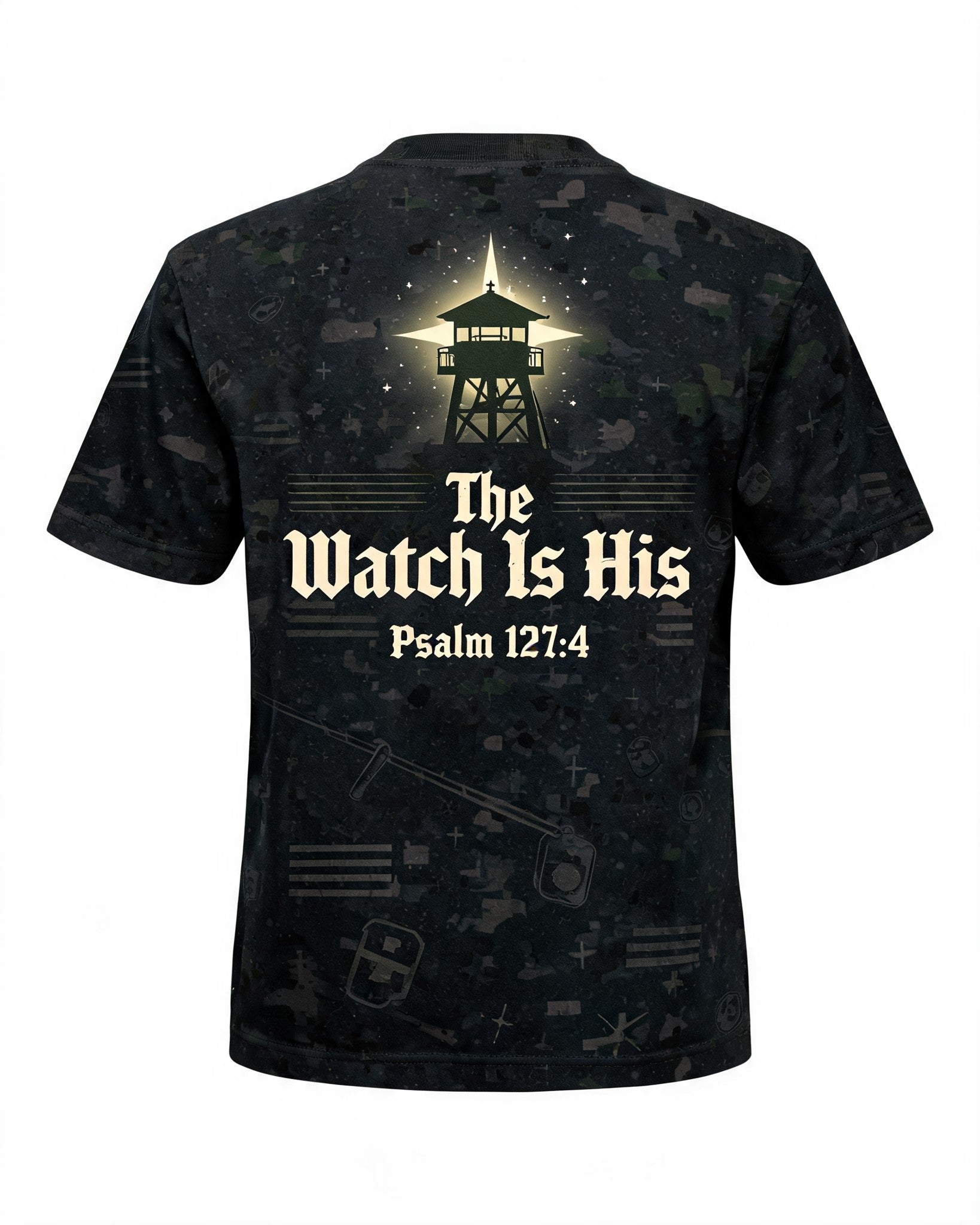 Christian Veteran Shirt Black The Watch Is His AOP T-shirt