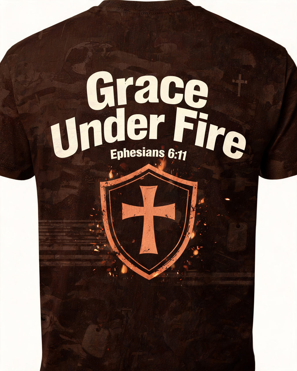 Grace Under Fire Veteran Faith AOP T-shirt