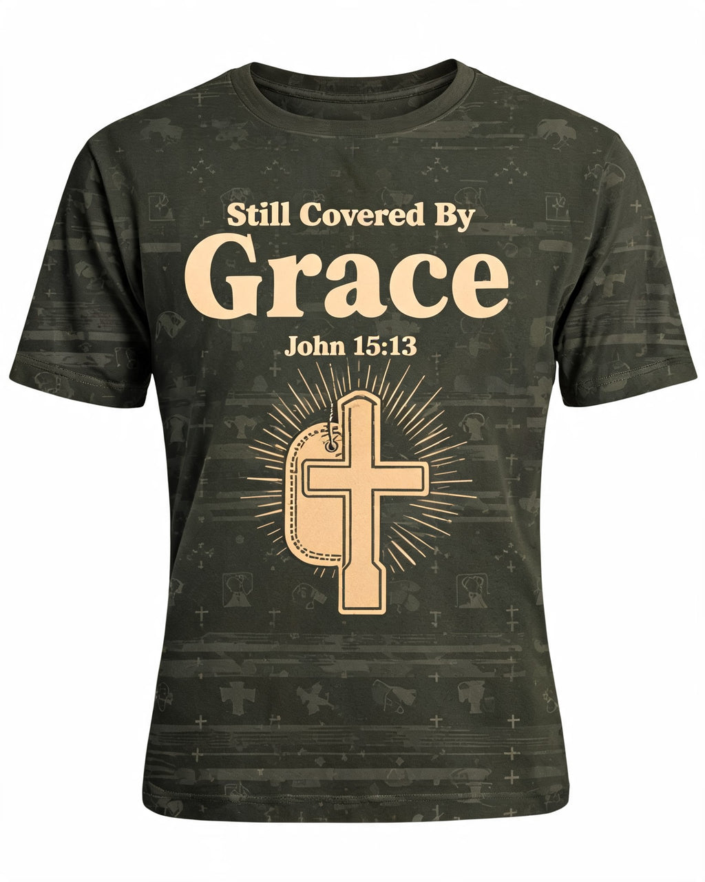 Christian Veteran Shirt Still Covered By Grace AOP T-shirt
