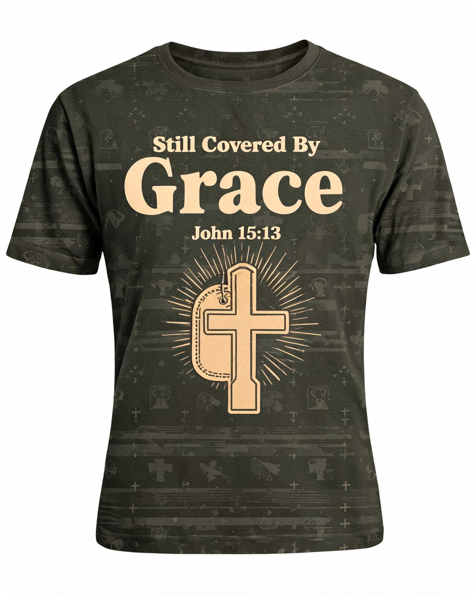 Christian Veteran Shirt Still Covered By Grace AOP T-shirt