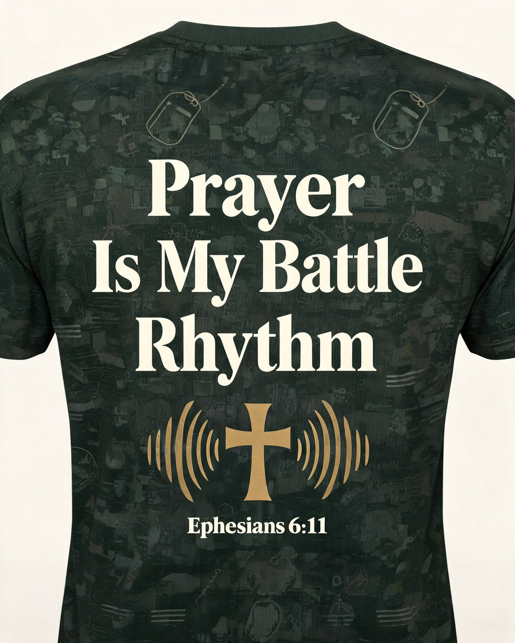 Christian Veteran Prayer Shirt Battle Rhythm AOP T-shirt