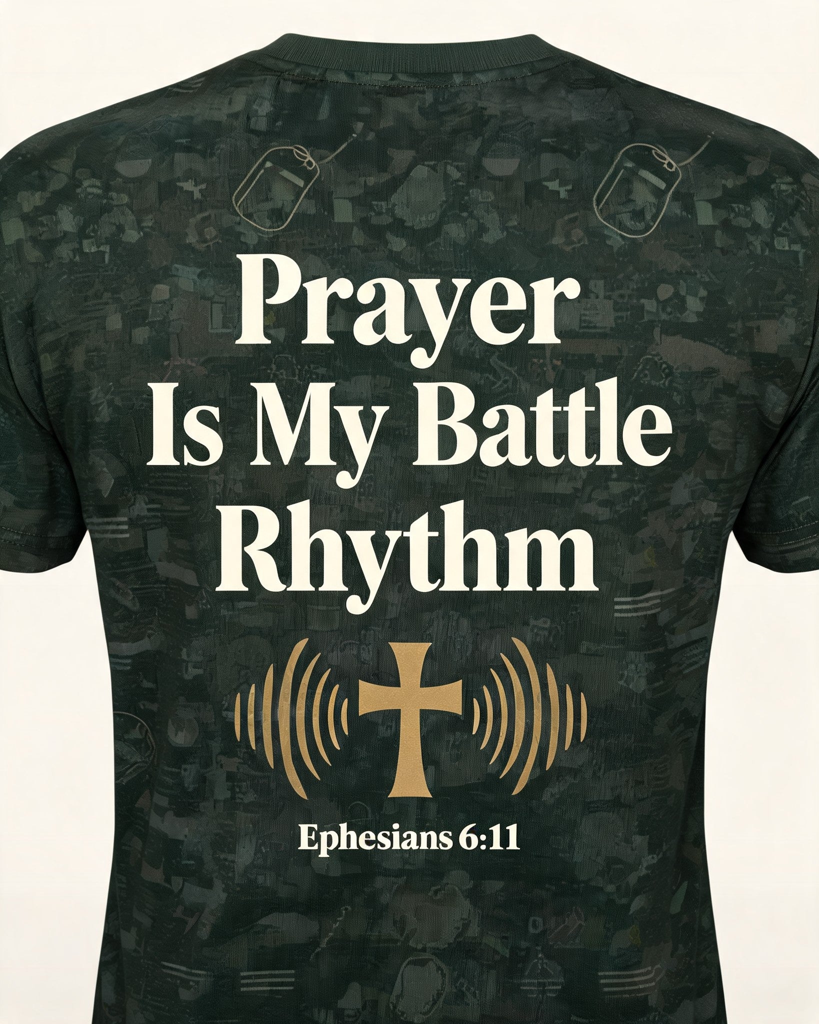 Christian Veteran Prayer Shirt Battle Rhythm AOP T-shirt