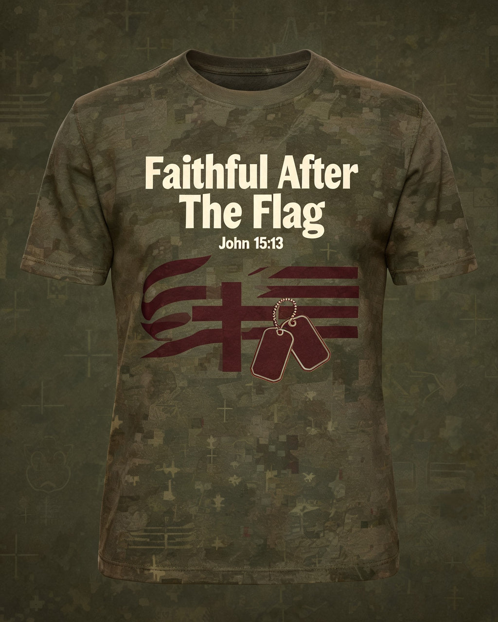 Veteran Faith Shirt Green Faithful After The Flag AOP T-shirt