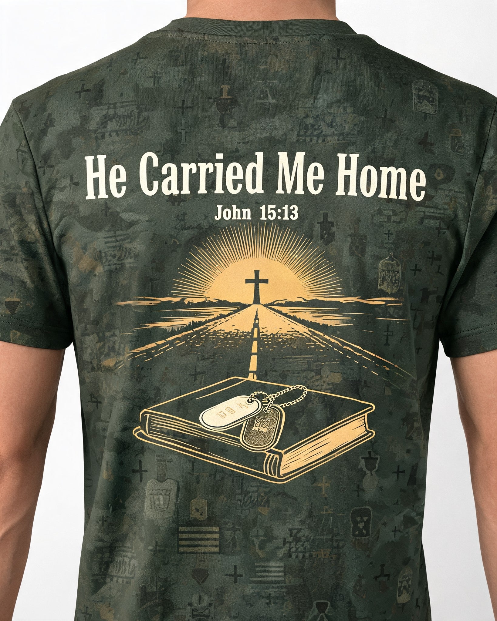 Christian Veteran Homecoming Shirt He Carried Me Home AOP T-shirt