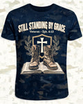 Christian Shirt Cross - Still Standing By Grace Short Sleeve AOP Tee