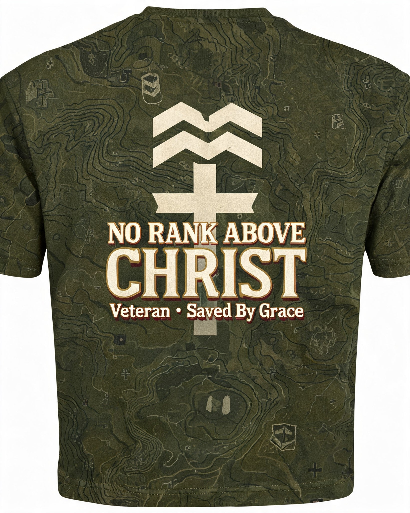 Mens Christian Shirts God Is Good - No Rank Above Christ Short Sleeve AOP Tee