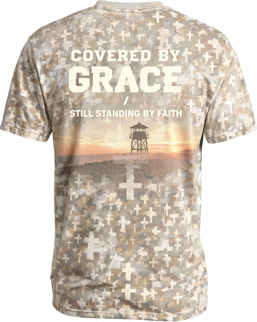 Christian Shirt Camo Veteran Covered By Grace AOP T-shirt