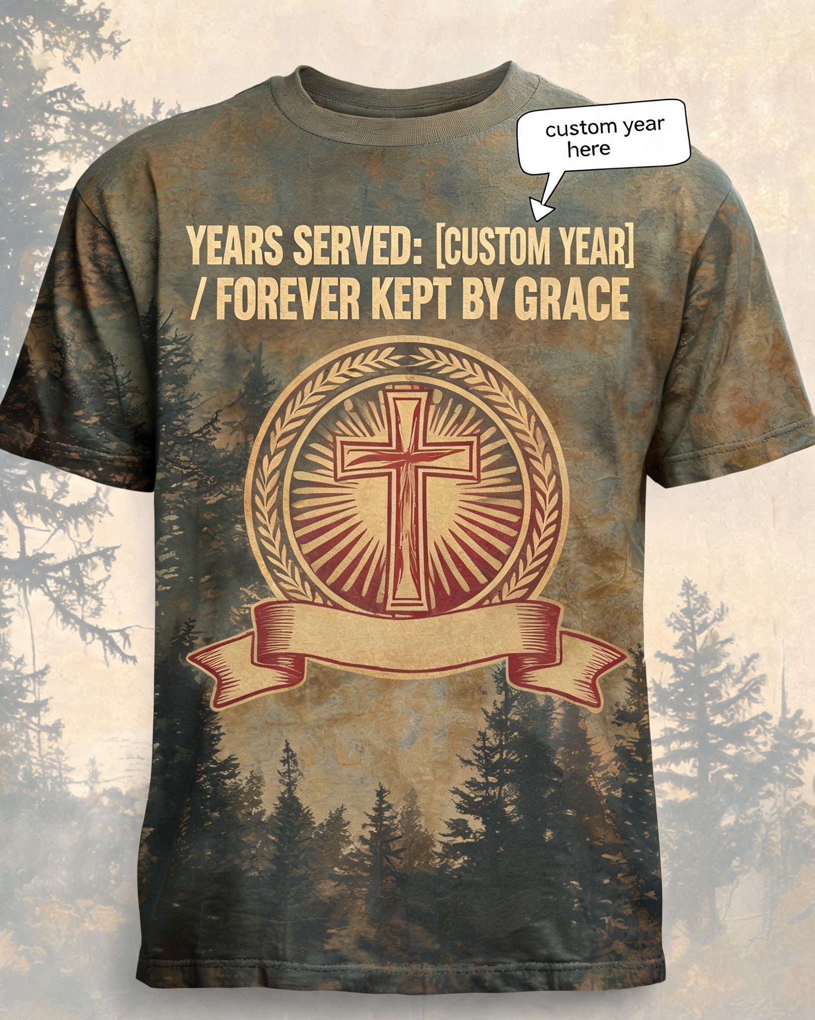 Christian Veteran Shirt Custom Years Served AOP T-shirt