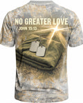Christian Veteran Shirt No Greater Love John 15:13 AOP T-shirt