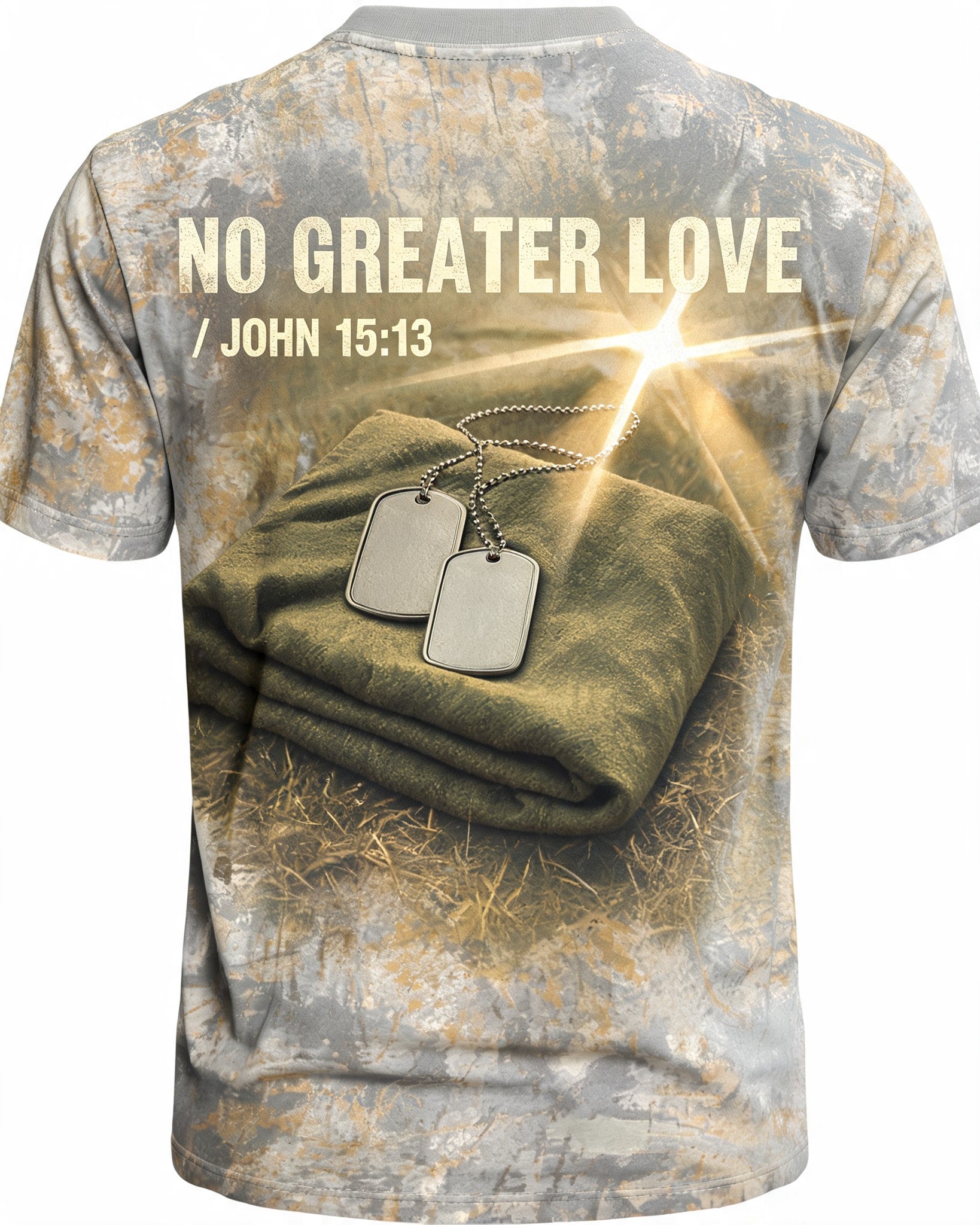 Christian Veteran Shirt No Greater Love John 15:13 AOP T-shirt