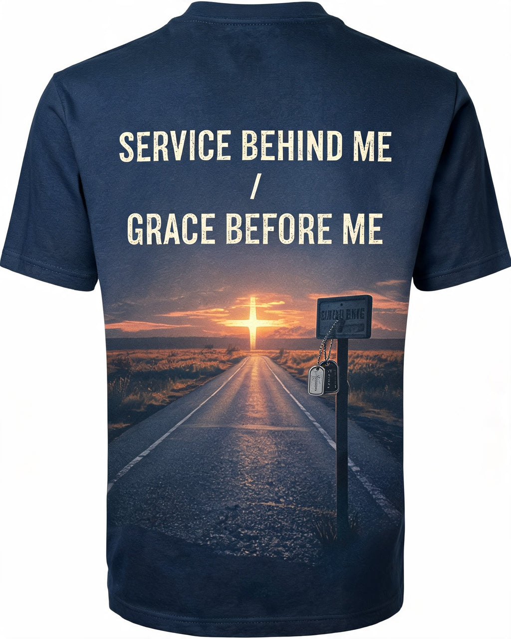 Christian Veteran Shirt Service Behind Grace Before AOP T-shirt